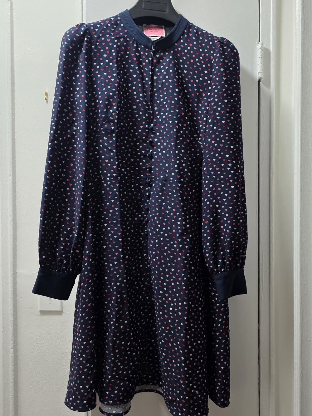 Kate Spade Navy Dress with Pink and White Hearts / Lips